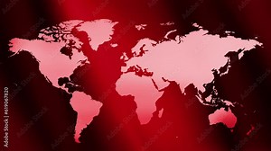 Reportage across continents explore the world with a red world map as the news backdrop. News studio with a red world map headline news in a captivating graphic design Stock Video