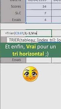 Trier horizontalement un tableau Excel