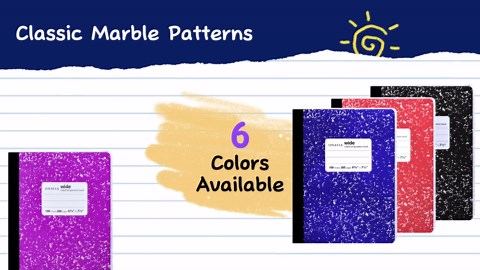 ONAVIA Composition Notebook Wide Ruled, 12 Pack, 200 Pages/100 Sheets, 9-3/4 x 7-1/2, Marble Composition Books Bulk for Students, Hard Cover, Black