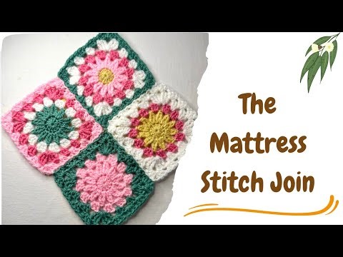 How to make The Mattress Stitch, an Invisible Join for Granny Squares 🍃🌾🌿 #crochet #croche #yarn
