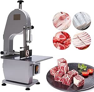 Commercial Meat Bone Saw Machine, 1500W Heavy Duty Frozen Meat Cutter 210mm Sawing Wheel, Butcher Meat Bandsaw Thickness Adjustable, Designed for Cutting Fish Hoof Beef Bone