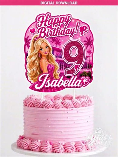 Pink Glam 8th Birthday Cake Topper #caketopper #etsy #printable #cake #caketoppers #diydecor #diy
