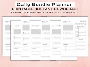 Days of the Week Planner, Weekly Planner Printable, Minimalist Weekly to Do Planner, Printable Day Digital Planner, Daily Organizer - Etsy UK