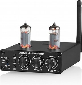 Douk Audio P6-mini HiFi Bluetooth Röhrenvorverstärker Mini Stereo Valve Vorverstärker Tube Preamp mit Treble Bass Control für das Hauskinosystem