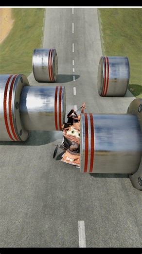 Monster Cart vs 4 Bollards 🚧💥 Can It Survive?! #shorts #beamngdrive #beamngchallenge #beamngcrashes