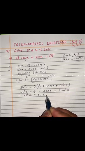 Solve for x: Root3 Cosx Sinx= root3 #trigonometricequations #stepwisesolution