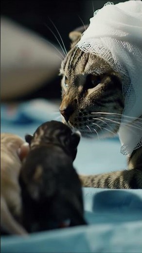 “Heartbreaking Moment: Injured Mother Cat Still Tries to Care for Her Kittens