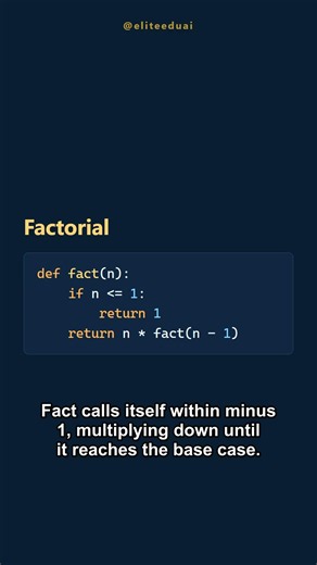 Python Recursion in 40 Seconds 🐍 #python #coding