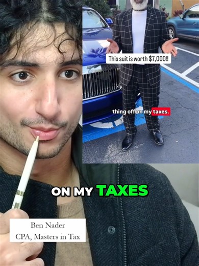 Writing off a $7,000 Dollar Suit on your Tax Return? We are being graced with some multi-million dollar advice here. Are you really able to write off suits as a business expense. I'm going to say no! Especially in the circumstances of this video. It is a very tall task to argue that a suit is not suitable for general use, no pun intended, beyond that, buddy slapped his logo on the inside of the suit, not a single person can see that. So in this case, I am going to say no write off / tax deductio
