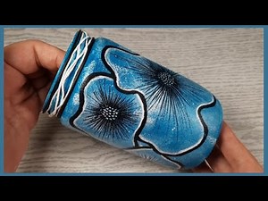 A Very Simple Glass Jar Painting Idea/ Let's Paint Sky Flowers/ DIY Crafts