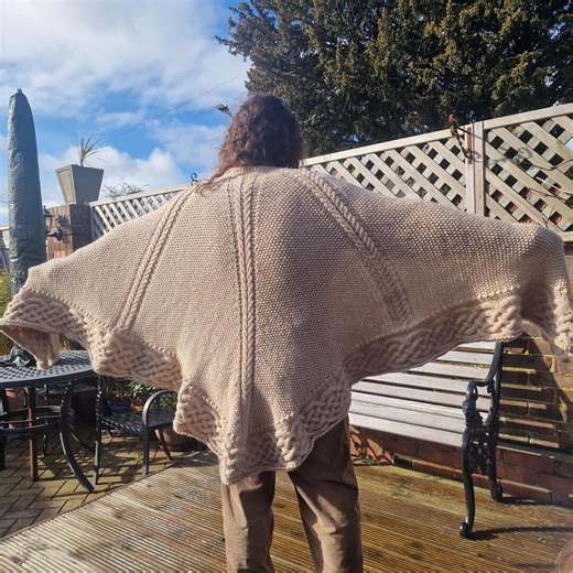 Handmade Golden Hall Cable Knit Triangular Shawl - Etsy