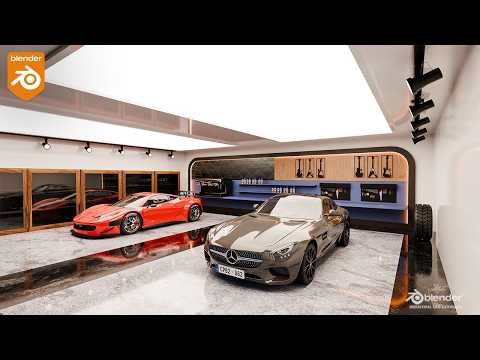 Car Garrage Interior - 3D Visualization || Blender || Cycles Render || 3D ArchViz