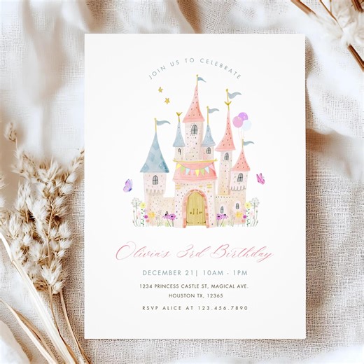 Princess Castle Birthday Invitation, Editable Template (digital Download) - Etsy Australia