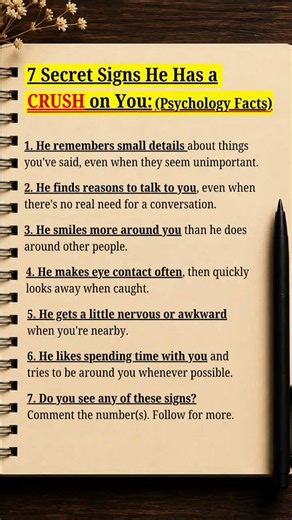 7 Signs He Has a Crush on You ❤️ (Psychology Facts)