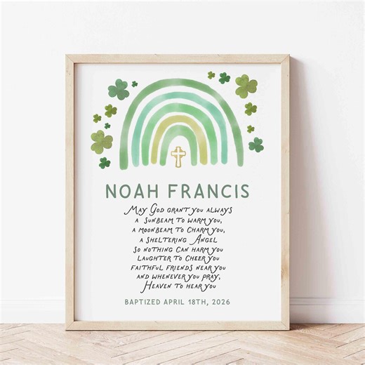 Godparent Baptism Gift Print: Personalized Irish Blessing Wall Art (godchild Christening Keepsake) - Etsy