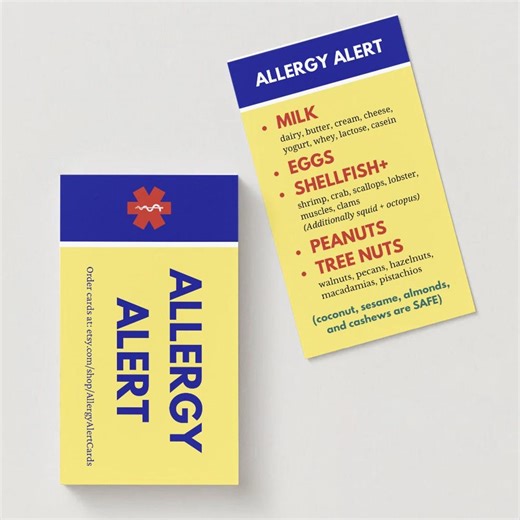 Allergy Alert Card Template | Editable Food Allergy Card W/ Top 9 Allergens | Restaurant & Travel Allergy Card | Printable Canva Template - Etsy Canada
