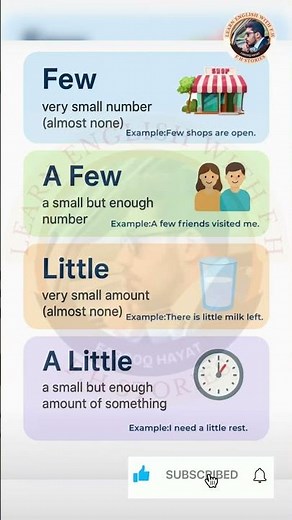 Few vs A Few | Little vs A Little | English Grammar with Easy Examples