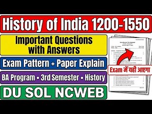 History of India 1200-1550 Important Questions Answer 2025 BA Program 3rd Semester History DU SOL