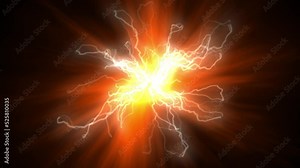 4k animated lightning on the background of a bunch of energy