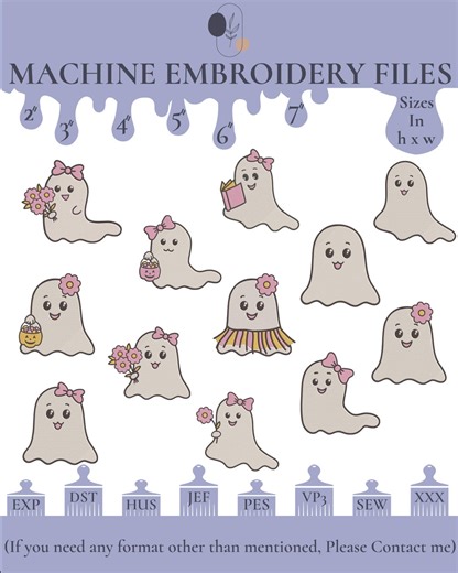 Ghost Girl Machine Embroidery Designs: Halloween Applique (instant Download - Etsy