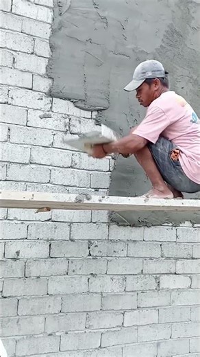 Block wall plastering process