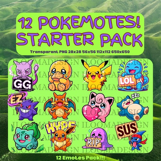12 Cute Pokemotes Starter Pack | Twitch Kick Tiktok Emotes | Cute Gamer Emotes | Streaming & Discord PNG Ready to Use! - Etsy