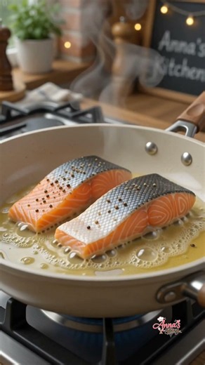 Creamy Garlic Dill Norwegian Salmon in 30 Seconds | Anna's Kitchen #Shorts