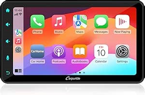 Carpuride W707 2024 Newest Upgrade 7 Inch Screen Portable Wireless Carplay & Android Auto, Car Radio Receiver Mp5 Player with Mirror Link, Color Light Key, Sucker Holder & Dashboard Mounted