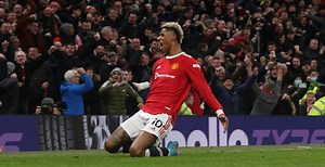 Marcus Rashford celebrates getting engaged