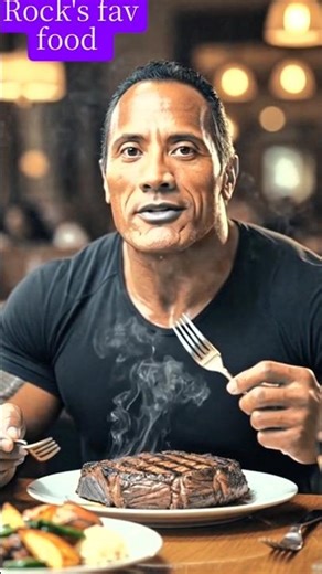 Dwayne Johnson eating steak? is it ai? #food #food #asmr #3d #ai #yt #eating