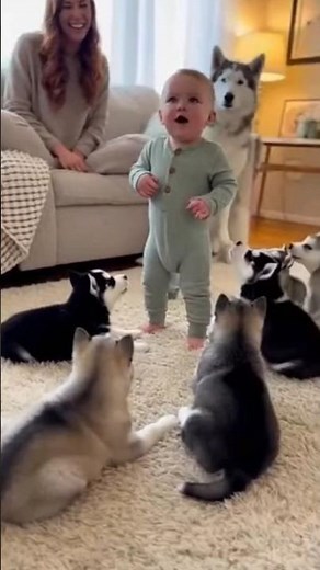 Baby Tries to Howl with Husky | Adorable Awooo Challenge! 🐺👶❤️