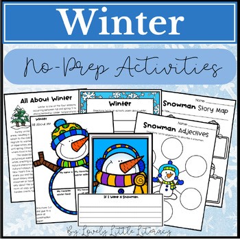 Winter Reading, Writing, Math, Activities, Snow Day Craft, Kindergarten First