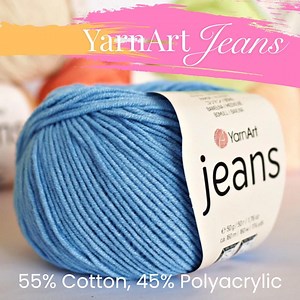 Yarnart Jeans – Soft Cotton Blend Yarn 50g 160m | Sport Weight Yarn for Crochet, Knitting & Amigurumi - Etsy