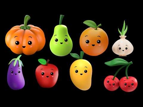 Dancing fruit dancing veggies 🥕 🍑🍓🍆🍒 CUTE Animation - Baby Sensory video - High Contrast Sensory
