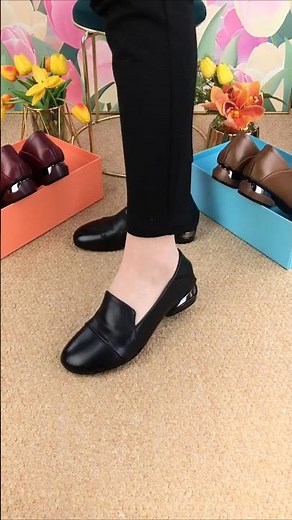 Women's Leather Slip On Loafers 2026 Low Heel Office Flats Try On #shoes #fashion #shortsfeed
