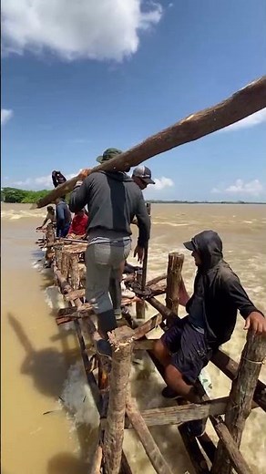 Temporary River Crossing Installation: The Wooden Bridge Construction Process