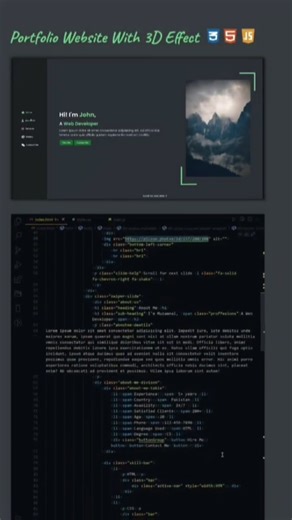 3d frontend design with code #htmlcss #3danimation #3d