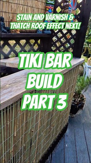 Tiki bar Build Part 3, Bar Top Installed and Bamboo Front | Tropical Garden #shorts #woodworking