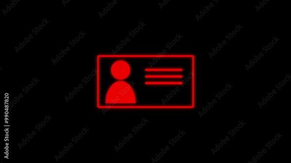 Identification card logo, national identity card icon.personal information icon and black background. Stock Video