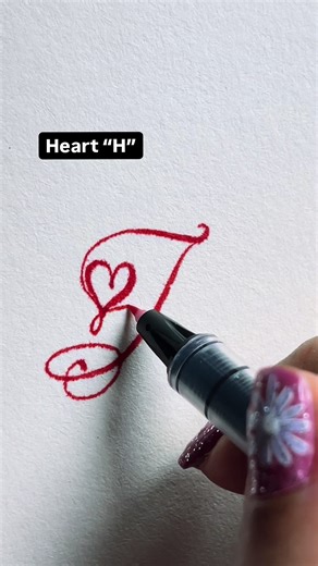 Heart “H” ❤️#calligraphy #lettering #handwriting #reels #fyp | Hand Lettering