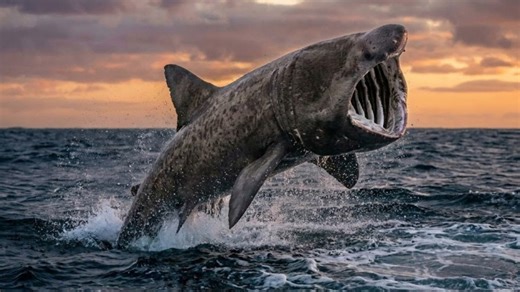 How this massive shark suddenly launches out of the sea