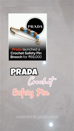 PRADA Crochet Safety Pin 🧶✨ #shorts #craft #diy #crochet #crafter #youtubeshorts