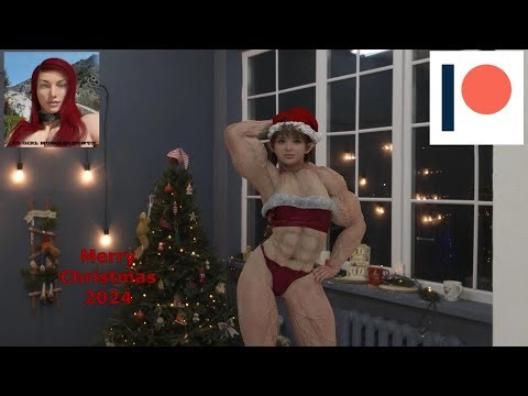 Merry Christmas / muscular elf girl animation (short video-widescreen)