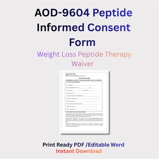 AOD-9604 Peptide Informed Consent Form | Weight Loss Peptide Therapy Waiver | Medical Aesthetic & Wellness Clinic Legal Form - Etsy