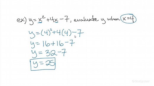 How to Evaluate Quadratic Functions | Algebra | Study.com