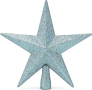 Ornativity Glitter Star Tree Topper - Christmas Tiffany Blue Xmas Decorative Holiday Bethlehem Star Trees Toppers Ornament Decorations 8"
