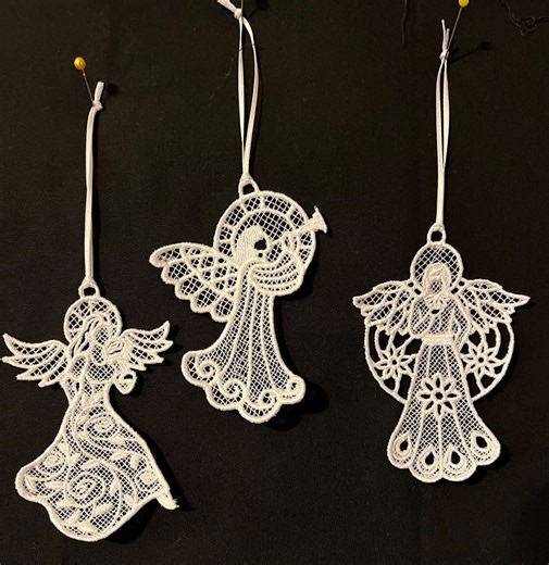 Embroidered Lace Angel Christmas Ornaments - 3 Sets of 3 - Etsy