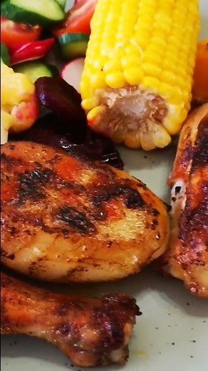 Sunday Roasted Chicken and potatoes with sides and canned peaches with ideal milk. Yum