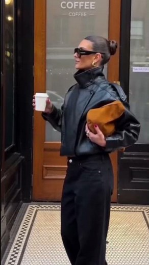 📦 Jaqueta De Couro Preta Hxao 2025 Feminina Moda