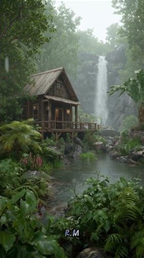 Waterfall Dreams✨|Cozy Rain Ambience for Relaxation #relaxingmusic